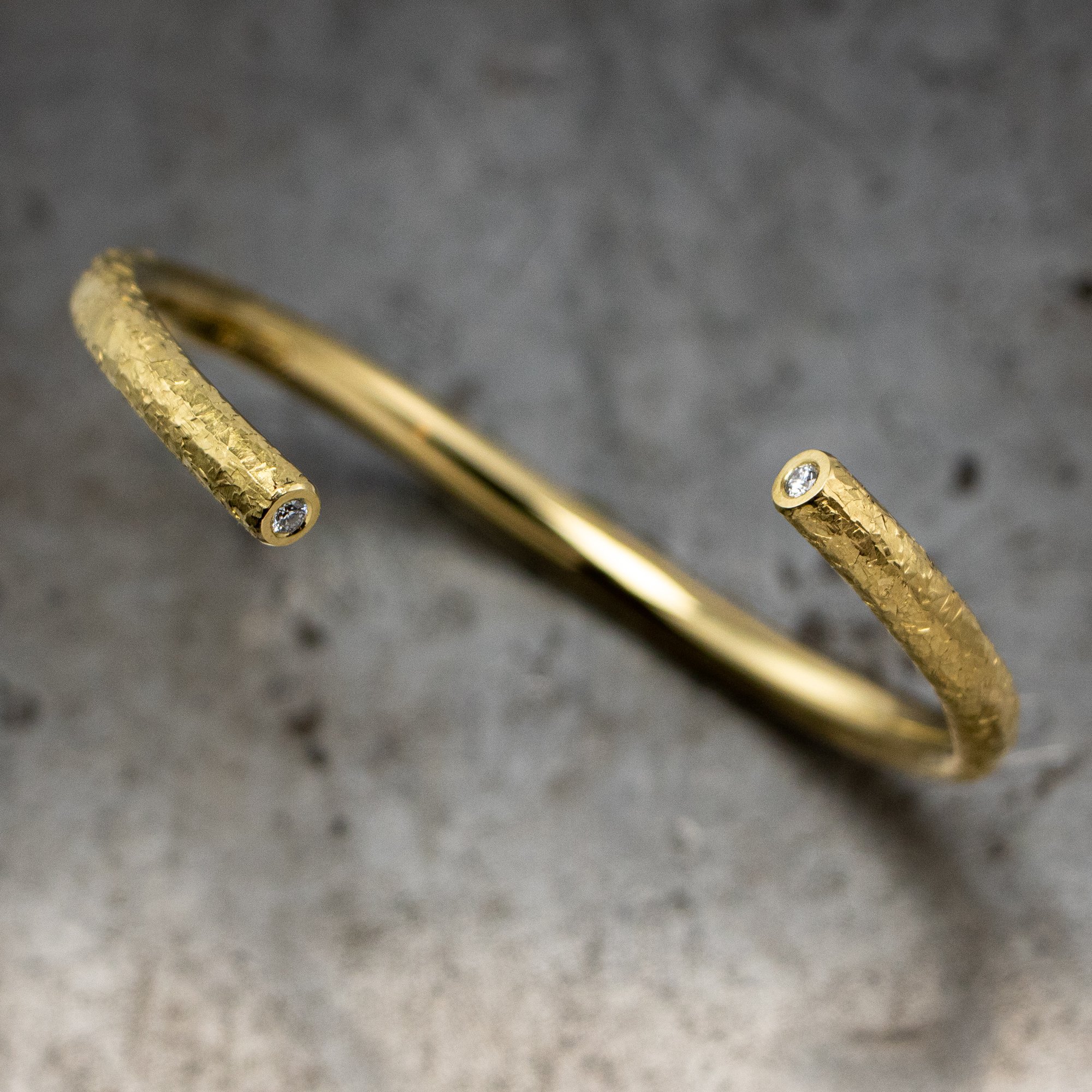 18k Yellow Gold Bypass Diamond Bangle