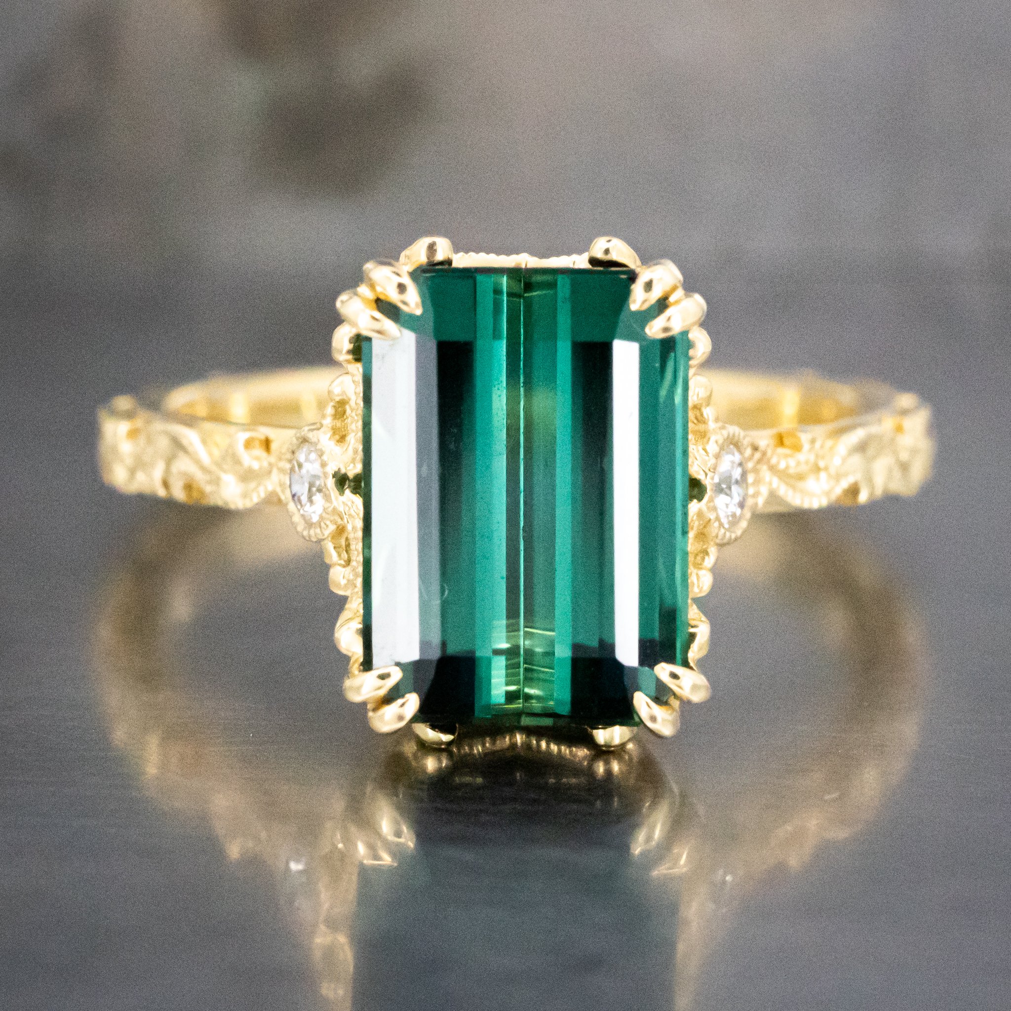 Green Tourmaline and Diamond Accent Ring