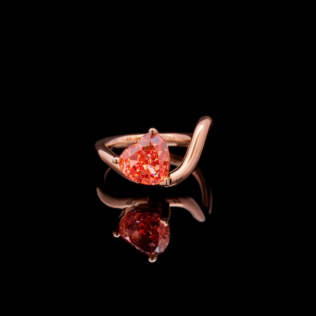 (3.27CT) IGI HEART FANCY SOLITAIRE RING 14KY PINK VVS2 CVD DIA 3.27CTS