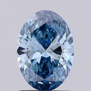 1.56 Carat Oval Cut colored lab Diamond - SI1 - blue - IGI Certificate
