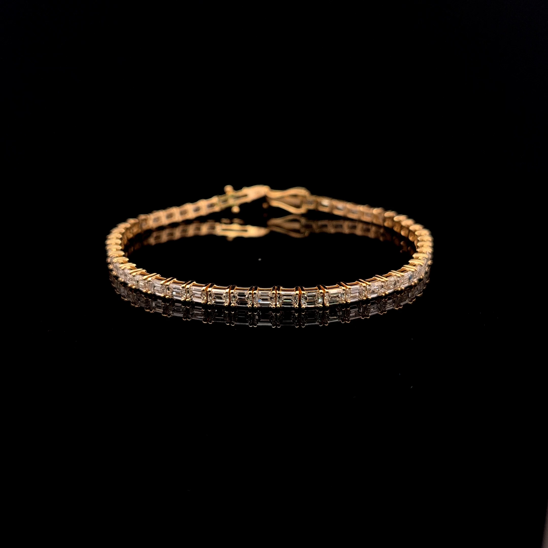 E-W EMERALD TENNIS BRACELET 14KY DEF VS1 HPHT DIA 6.83CTS