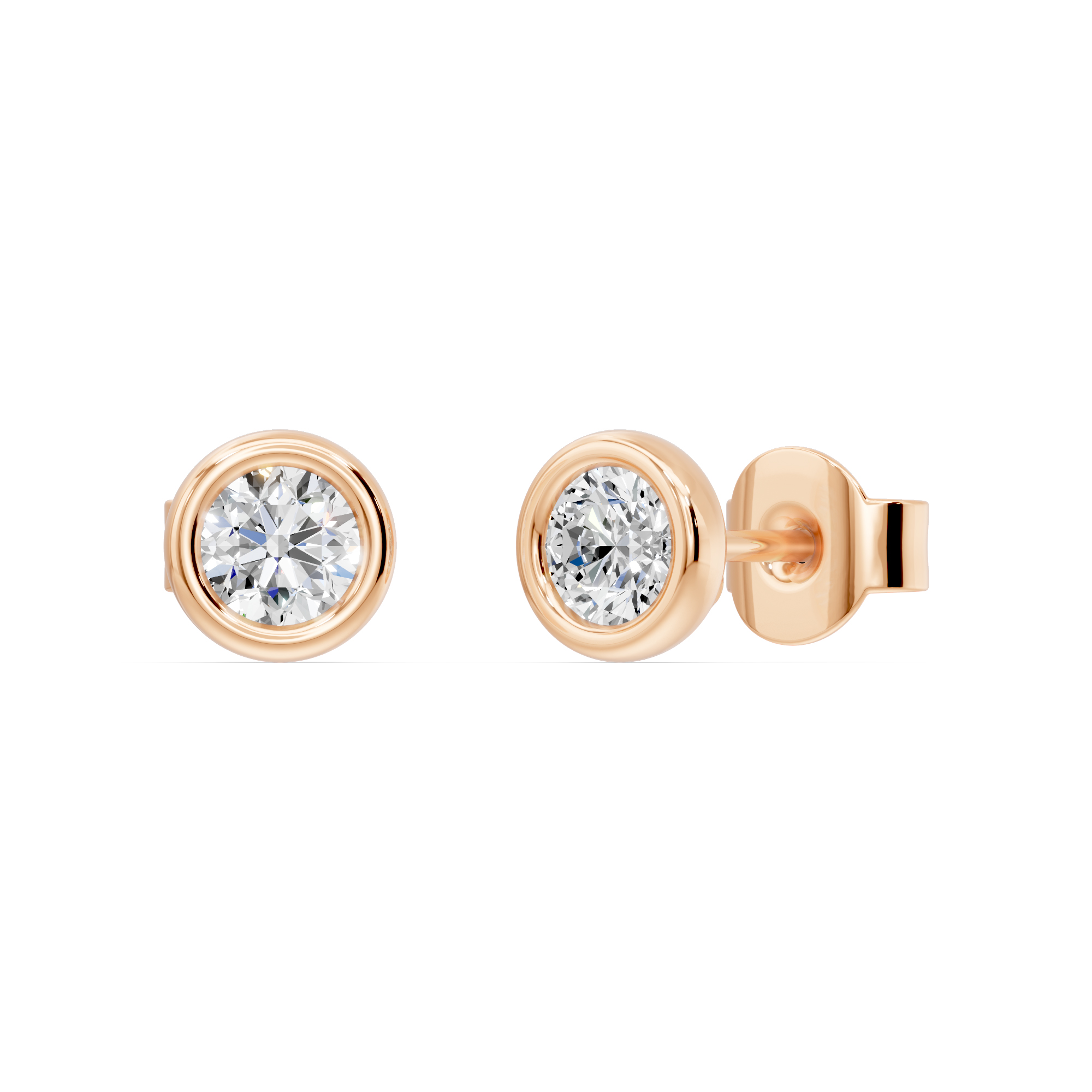 14K Rose Gold Round Diamond Stud Earrings 0.50ct