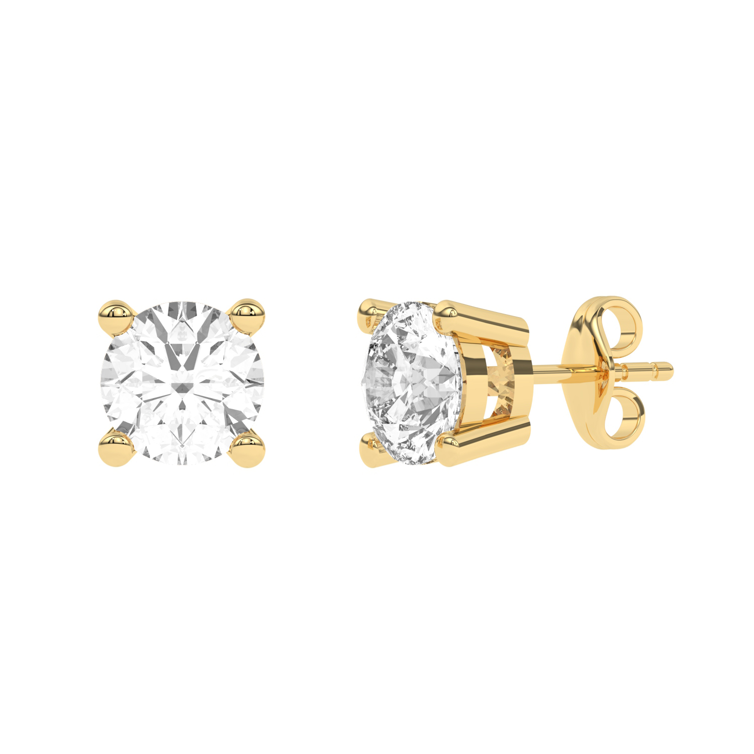 14K Yellow Gold Round Diamond Stud Earrings 1.40ct