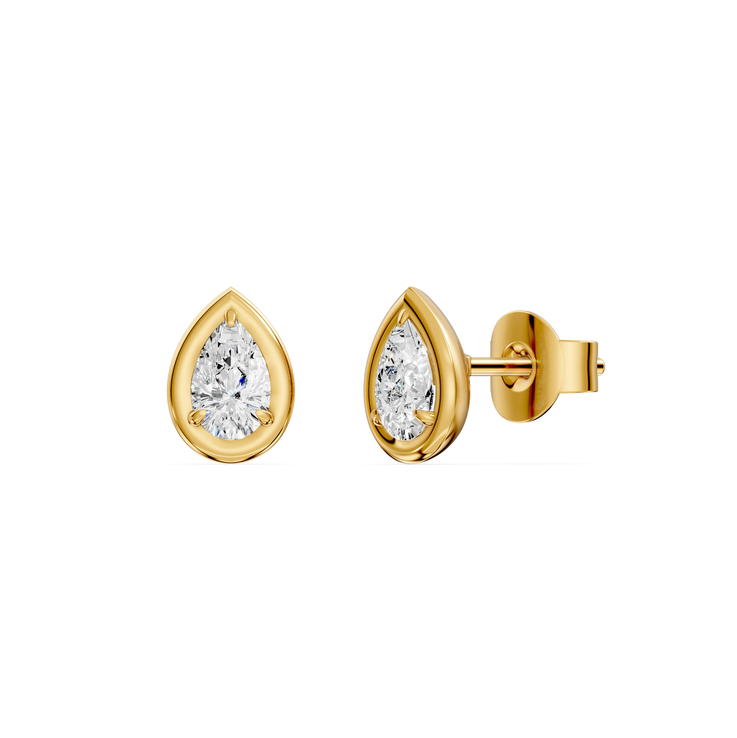 14K Yellow Gold Pear Diamond Stud Earrings 0.50ct