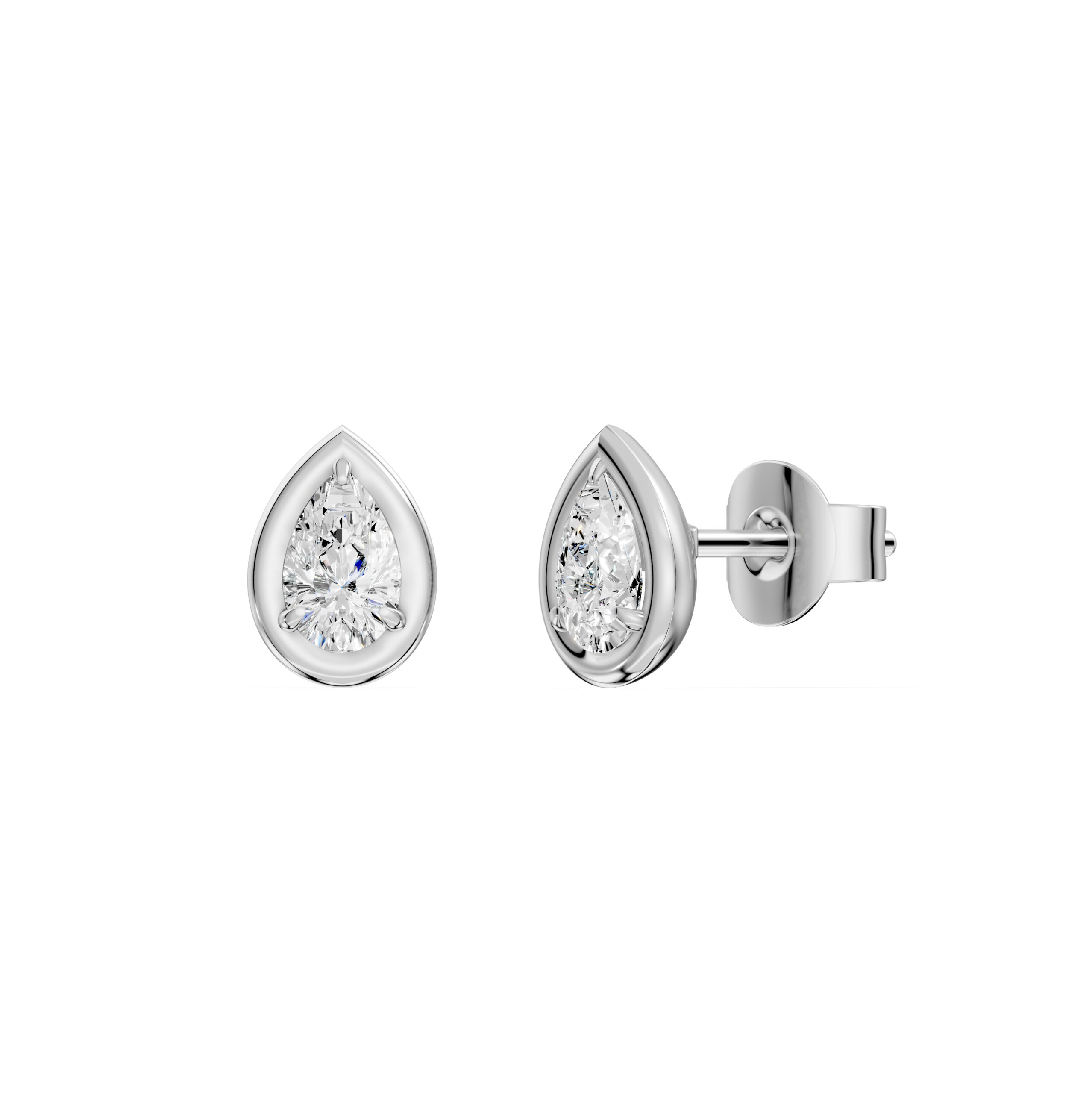 14K White Gold Pear Diamond Stud Earrings 0.50ct
