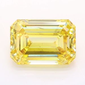 3.08 Carat Emerald Cut colored lab Diamond - VS2 - yellow - IGI Certificate